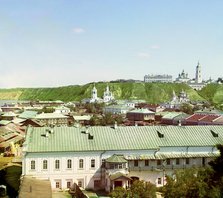 View of the city of Tobolsk from the bell tower of the Church of the Transfiguration..., 1912. Creator: Sergey Mikhaylovich Prokudin-Gorsky.