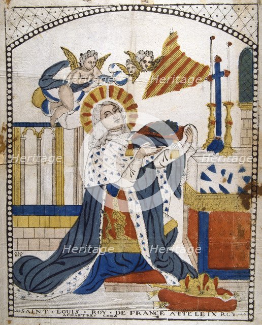 Louis IX, King of France, in Chartres Cathedral in his coronation robes, 1226 (19th century). Artist: Anon