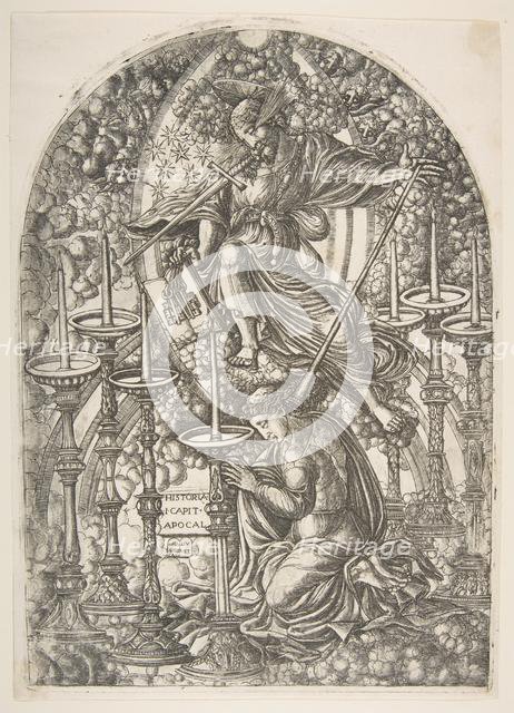 Saint John sees Seven Gold Candlesticks, from the Apocalypse.n.d. Creator: Jean Duvet.