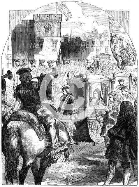 Queen Anne's (1665-1714) last progress to Parliament House, Westminster, London, 19th century. Artist: Unknown