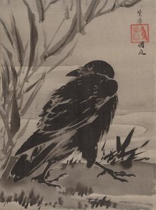 Crow and Reeds by a Stream, ca. 1887. Creator: Kawanabe Kyosai.