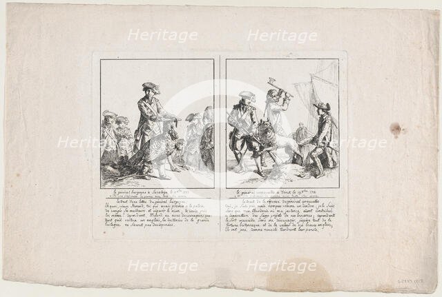 Le Général Burgoyne à Saratoga, le 17 Octobre, 1777; and Le G..., [original 1781] later reprint (?). Creator: Anon.