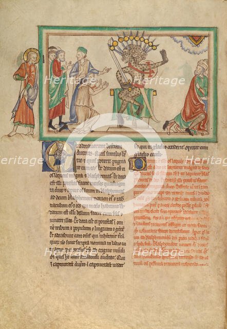 The Beast Enthroned; Dyson Perrins Apocalypse, about 1255-1260. Creator: Unknown.