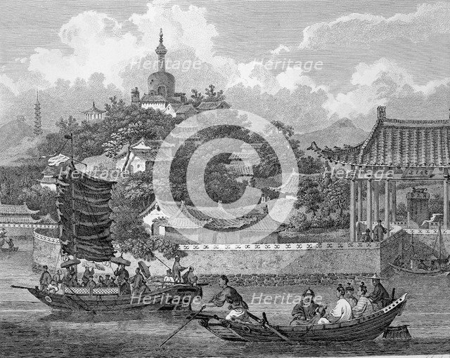 Detail of a view of the gardens of the Imperial Palace, Peking, China, 1796. Artist: Samuel Smith