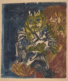 Woman with a Child and a Cat, 1919. Creator: Ernst Kirchner.