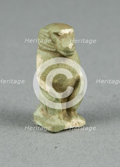 Amulet of the God Thoth as a Seated Baboon, Egypt, Late Period, Dynasties 26-31 (664-332 BCE). Creator: Unknown.