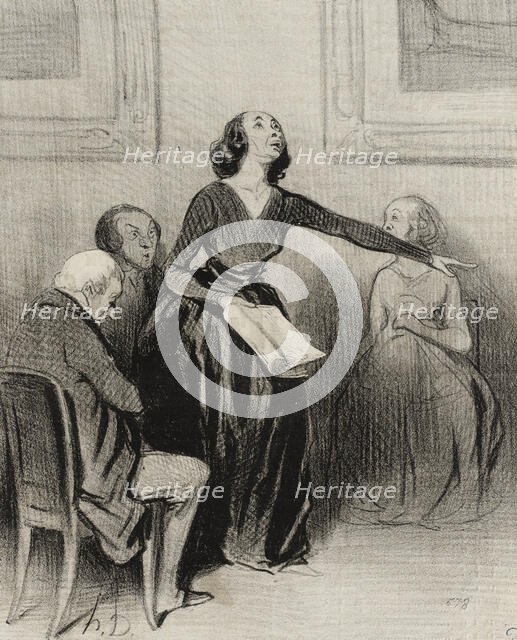 Le Bas-bleu déclamant sa pièce, 1844. Creator: Honore Daumier.