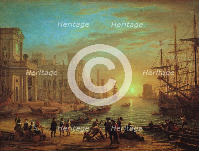 Seaport at sunset, 1639. Artist: Claude Lorrain