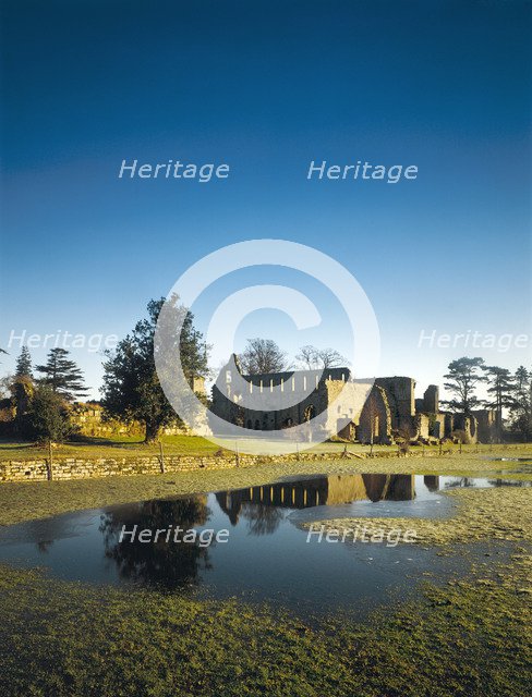 Distant view of the ruins of the Cistercian Abbey of Jervaulx, North Yorkshire, 1995 Artist: Andrew Tryner