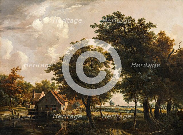 Landscape with watermill, n.d., c1770-1810. Creator: Egbert van Drielst.