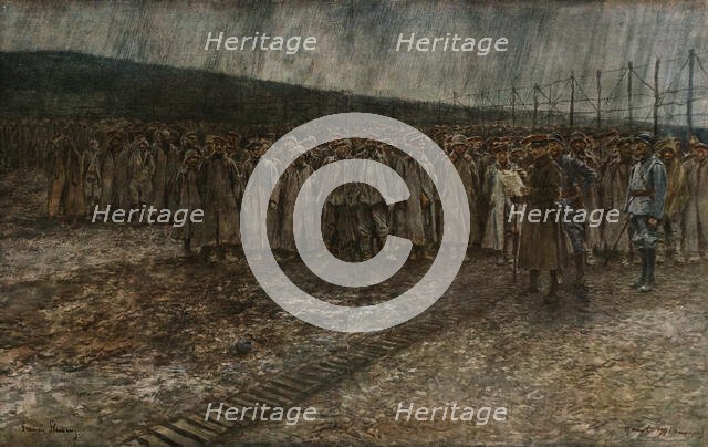 'L'offensive Francaise d'avril-mai 1917; Arrivee de prisonniers allemands,le 17 avril 1917..., 1917. Creator: Francois Flameng.