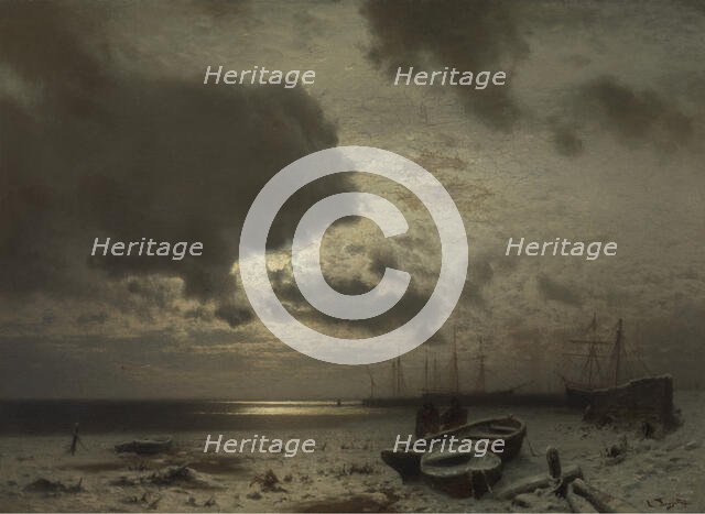 Moonlight in Winter, c1870-1920. Creator: Louis Douzette.