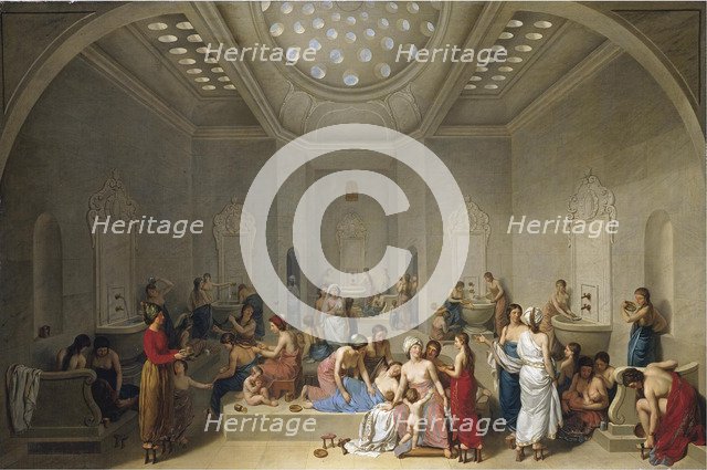 Turkish Bath (Hammam), 1785. Artist: Le Barbier, Jean-Jacques-François (1738-1826)