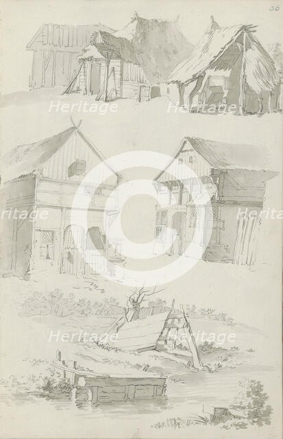 Farms, barns and a landscape with water, c.1780-c.1800.  Creator: Bernhard Heinrich Thier.