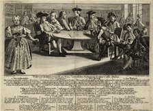 Conversation between 7 nations involved in the war in a cafe, 1757. Artist: Rugendas, Johann Lorenz, the Elder (1730-1799)