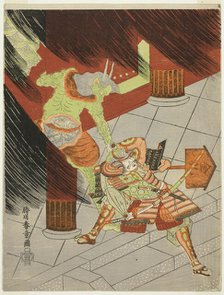 The Warrior Watanabe no Tsuna Fighting the Demon at Rashomon, Japan, c. 1770. Creator: Shunsho.