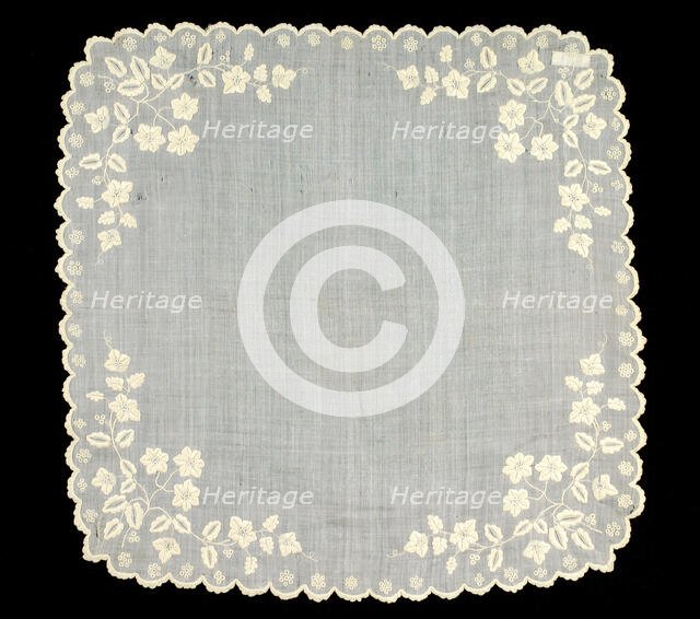 Handkerchief, French, 1850-60. Creator: Unknown.