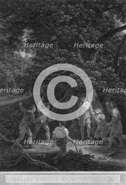 Charles II in the forest of Boscobel, 1651.Artist: Pouney & Rhodes