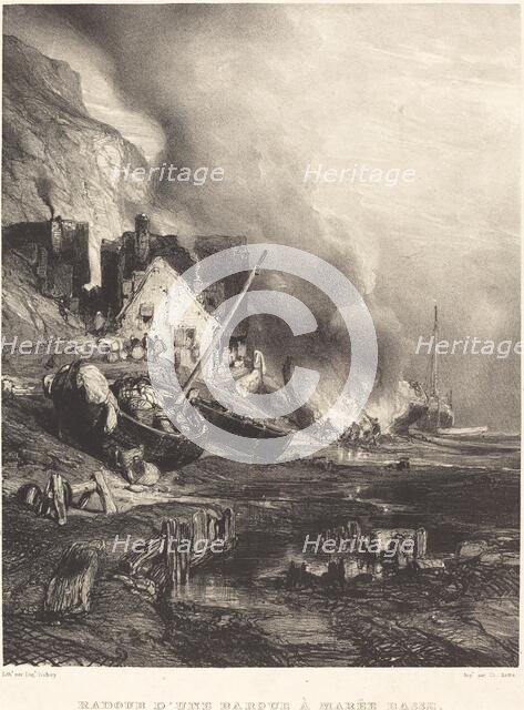 Radoub d'une Barque à la Marée Basse (Refitting of a Ship at Low Tide), 1833. Creator: Eugene Isabey.