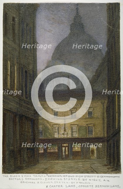 The Black Swan Tavern in Carter Lane, City of London, 1870. Artist: JT Wilson