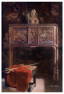 Carved oak Lous XII dressoir, 1910.Artist: Edwin Foley