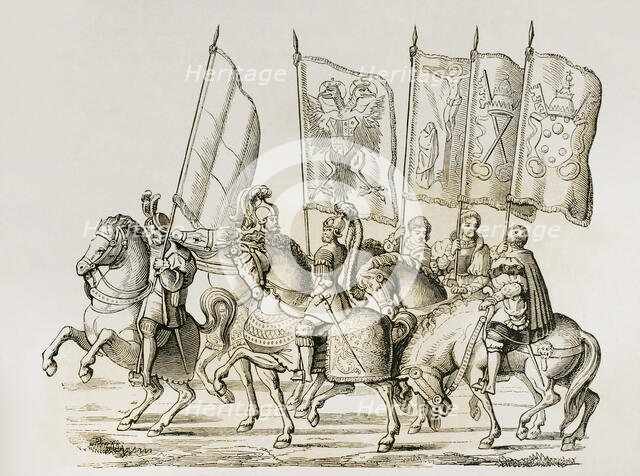 Coronation of Charles V, (1500-1558) as Holy Roman Emperor (1519-1556)...in 1530 (1878). Creator: Unknown.