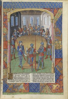 Lancelot du Lac. Le roi Arthur et les chevaliers de la Table ronde, 1494. Creator: Master of Jacques de Besançon (active 1480-1510).