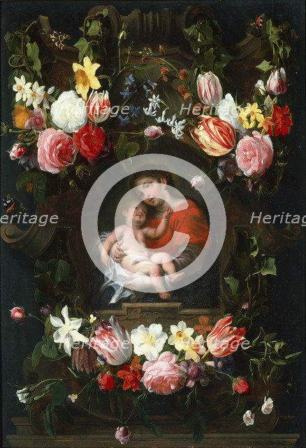 Garland of Flowers with Madonna and Child, First third of 17th cen.. Artist: Seghers, Daniel (1590-1661)