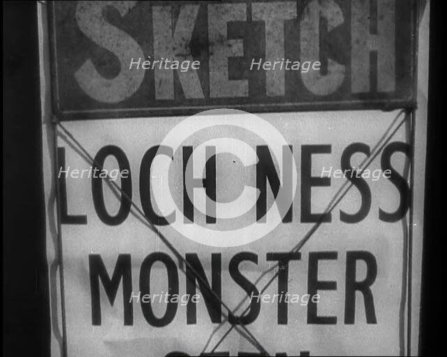 Newspaper Headline Reading: ‘Loch Ness Monster’, 1933. Creator: British Pathe Ltd.