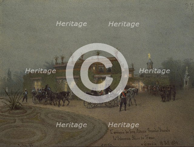 Arrival of Alice, Princess of Hesse, to Livadia on 10 October 1894, 1895. Artist: Zichy, Mihály (1827-1906)