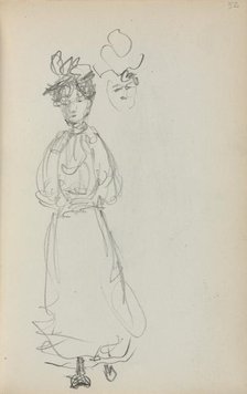Italian Sketchbook: Standing Woman, face (page 52), 1898-1899. Creator: Maurice Prendergast (American, 1858-1924).