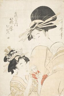 The Courtesan Shinahara of Tsuruya with the Kamuro Shinobu, c1800. Creator: Kitagawa Utamaro.