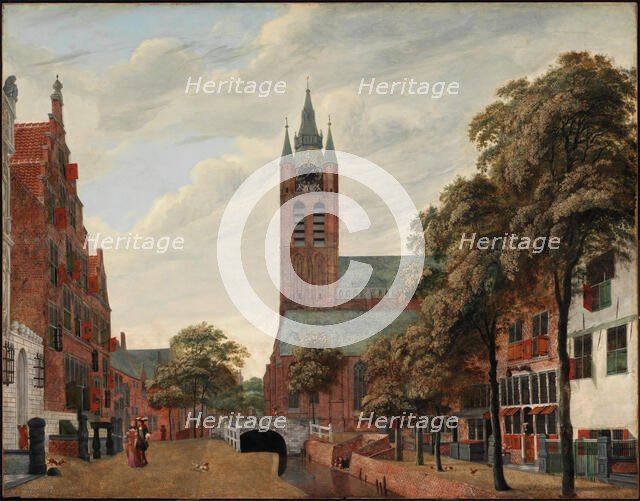 View of the Oude Delft Canal, Delft, c1660. Creator: Jan van der Heyden.