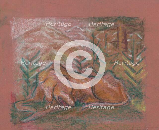 Dog in the forest, around 1937. Creator: Arnold Peter Weisz-Kubincan.