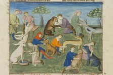 Dog care. Miniature Livre de la chasse by Gaston III, comte de Foix, 15th century. Creator: Anonymous master.