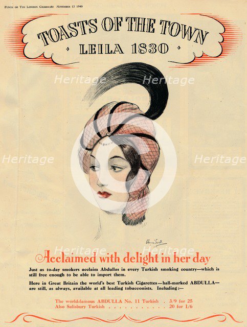 'Acclaimed with delight in her day, Toasts of the Town - Leila 1830', 1940. Artist: Unknown.