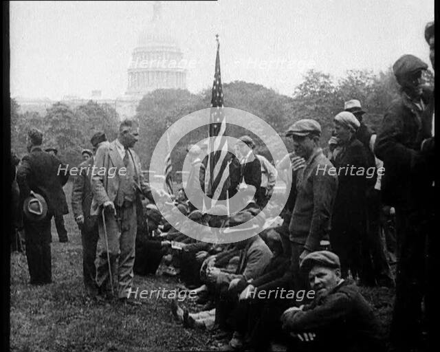 American Civilians Gathering in Front of the White House in Washington DC in a Demonstration, 1930. Creator: British Pathe Ltd.