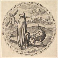 The Misanthrope Robbed by the World, from Twelve Flemish Proverbs, ca. 1568. Creator: Jan Wierix.