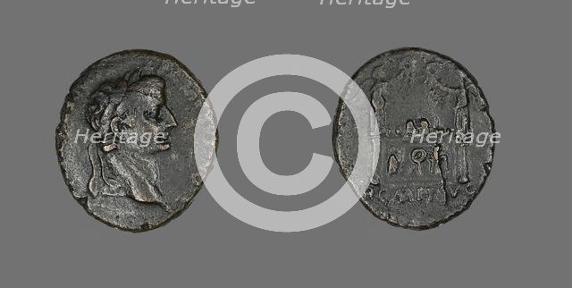 Coin Portraying Emperor Tiberius, c.14 CE.  Creator: Unknown.