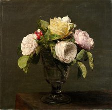 Roses dans un Verre a Pied, 1873. Creator: Henri Fantin-Latour.
