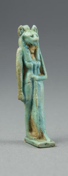 Amulet of a Lion-Headed Goddess Holding a Scepter, Egypt, Third Intermediate Period, Dynasties 21... Creator: Unknown.