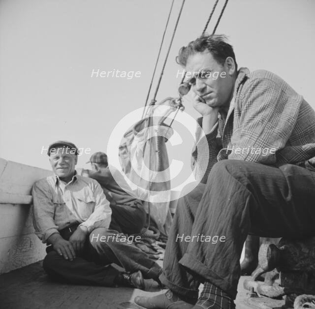 On board the fishing boat Alden out of Gloucester, Massachusetts, 1943. Creator: Gordon Parks.