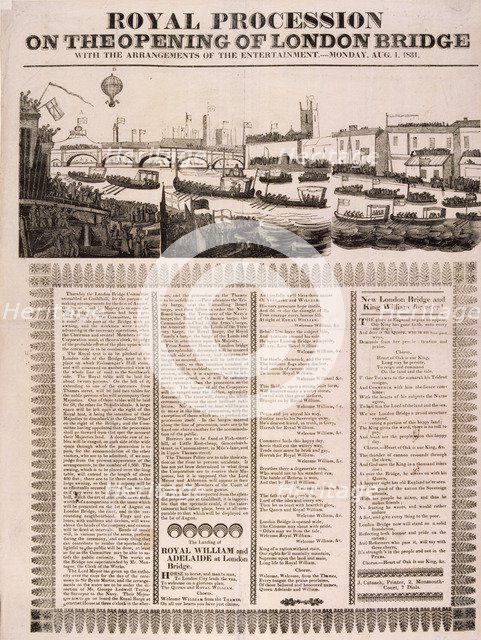 View of the opening of London Bridge, 1831. Artist: Anon