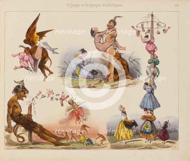 Illustration from the Series Charges et Décharges diaboliques, 1830.