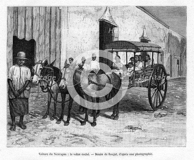 Stagecoach, Nicaragua, 19th century. Artist: E Ronjat