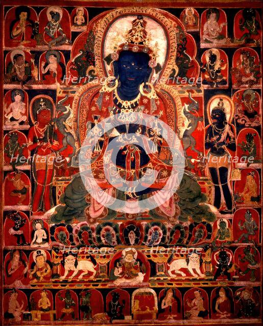 Vajradhara with Mahasiddhas, c1400. Creator: Unknown.