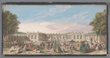 View of the front of the Grand Trianon in the garden of Versailles, 1700-1799. Creators: Anon, Jacques Rigaud.