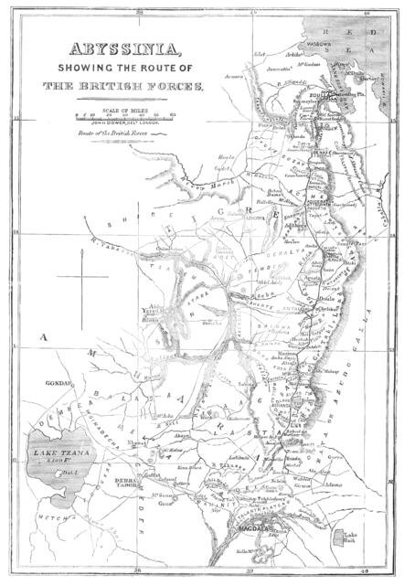 Abyssinia, showing the route of the British forces, 1868. Creator: John Dower.