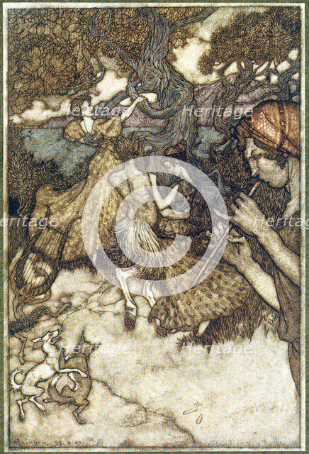 If Orpheus first produced the waltz ., from The Ingoldsby Legends, pub. 1907. Creator: Arthur Rackham (1867 - 1939).