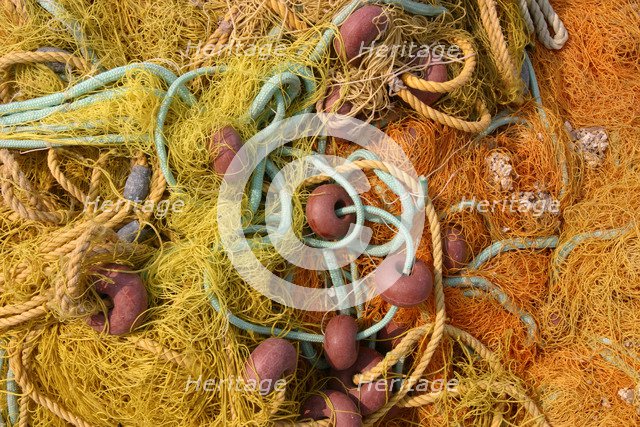 Close-up of fishing nets, Fiskardo, Kefalonia, Greece.